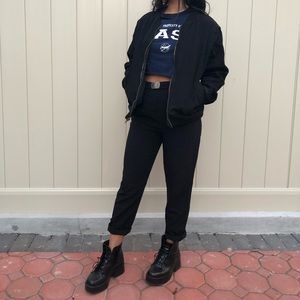 American Apparel Black Denim Bomber Zip Up Jacket